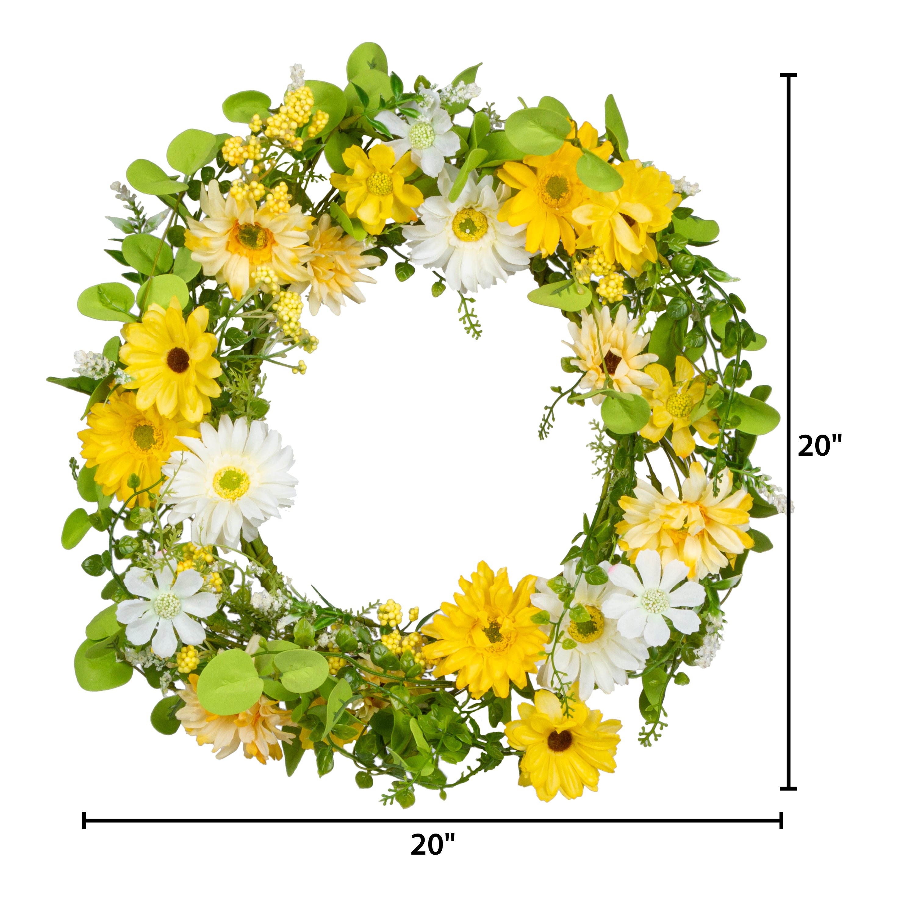 20 in. Floral Daisy Wreath